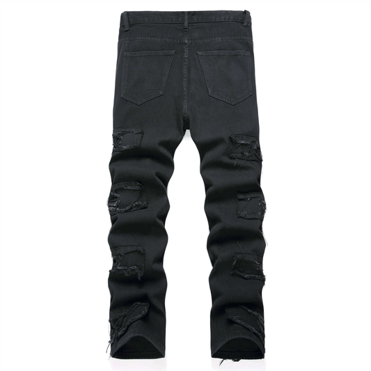 Men's Slim-Fit Distressed Denim Jeans – Black Fade