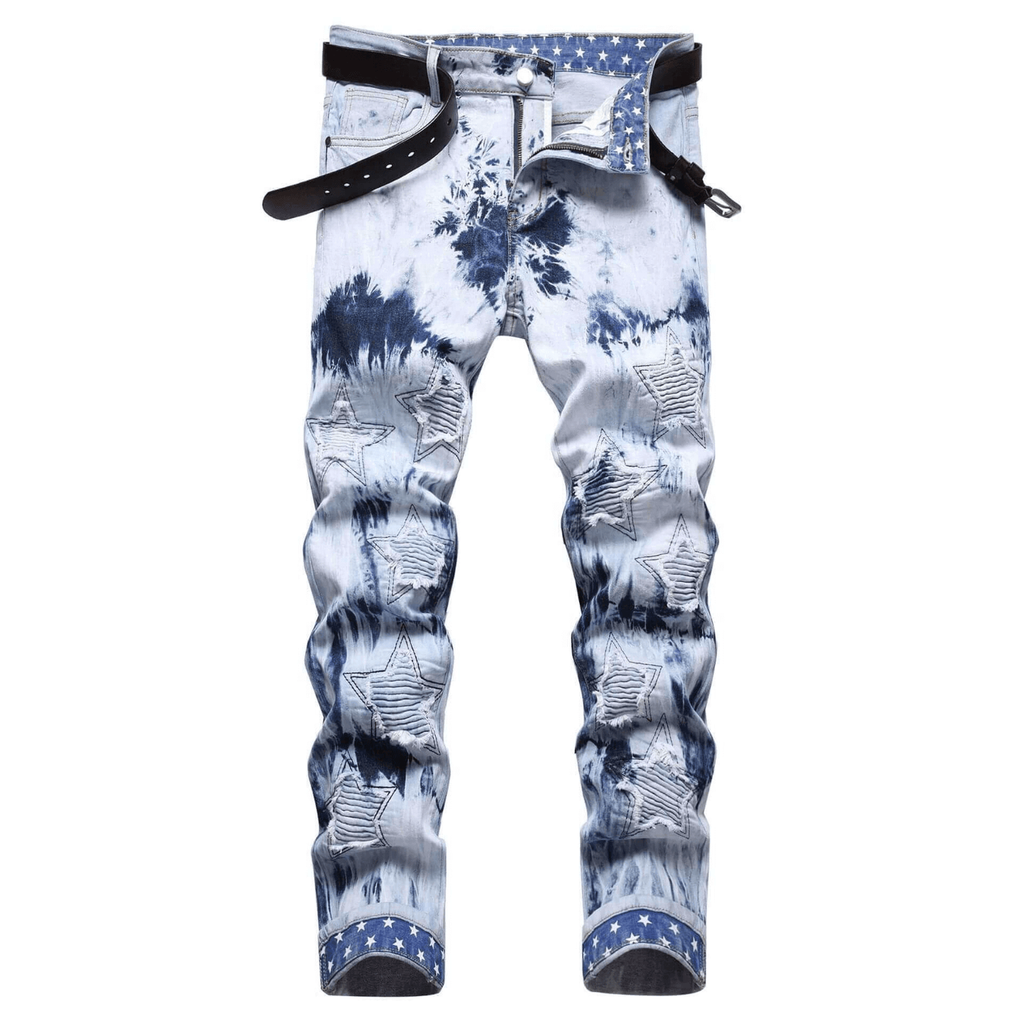 Men's Slim-fit Acid Wash White/Blue Jeans – Premium Quality Denim