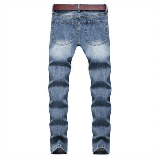 Men's Straight-Leg Distressed Denim Jeans – Nostalgic Wash