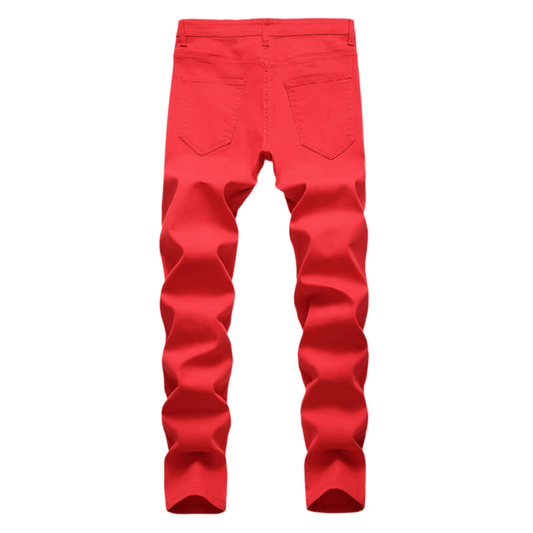 Men's Straight-Leg Premium Denim Jeans – Red