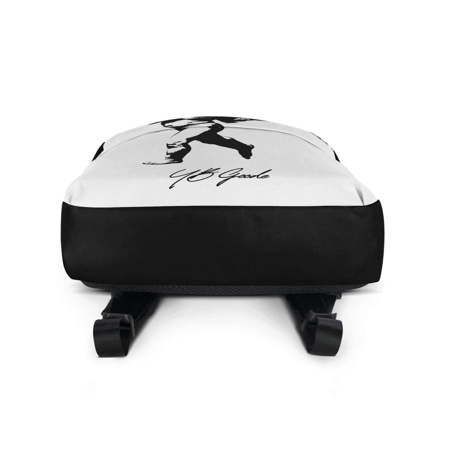 YB Goode SS11 Backpack in black and white, featuring a stylish design, ideal for daily use and sports activities.