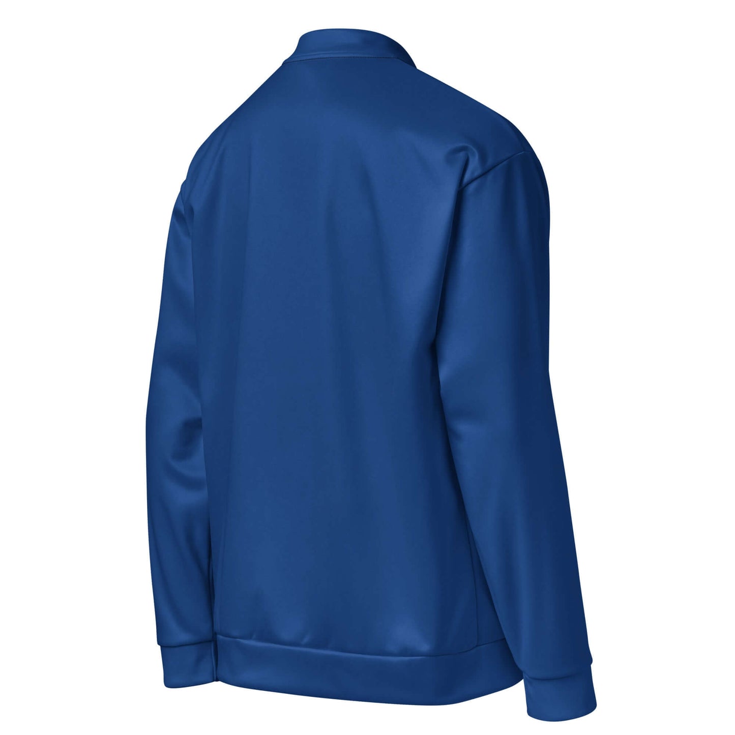 YB Goode Signature Bomber Jacket in blue, featuring brushed fleece interior and sturdy neck tape.