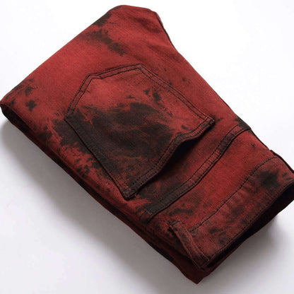 Men's Slim Fit Brick Red Denim Jeans