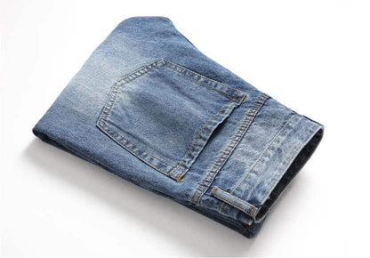 Men's Straight-Leg Distressed Denim Jeans – Nostalgic Wash