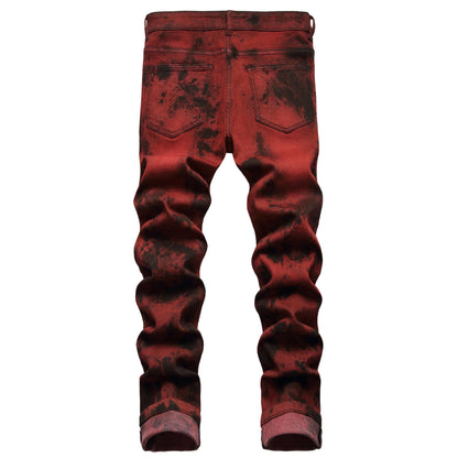 Men's Slim Fit Brick Red Denim Jeans