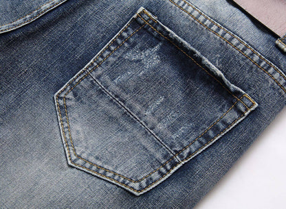 Men's Retro Slim-Fit Biker Jeans – Dark Blue