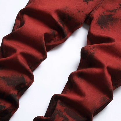 Men's Slim Fit Brick Red Denim Jeans