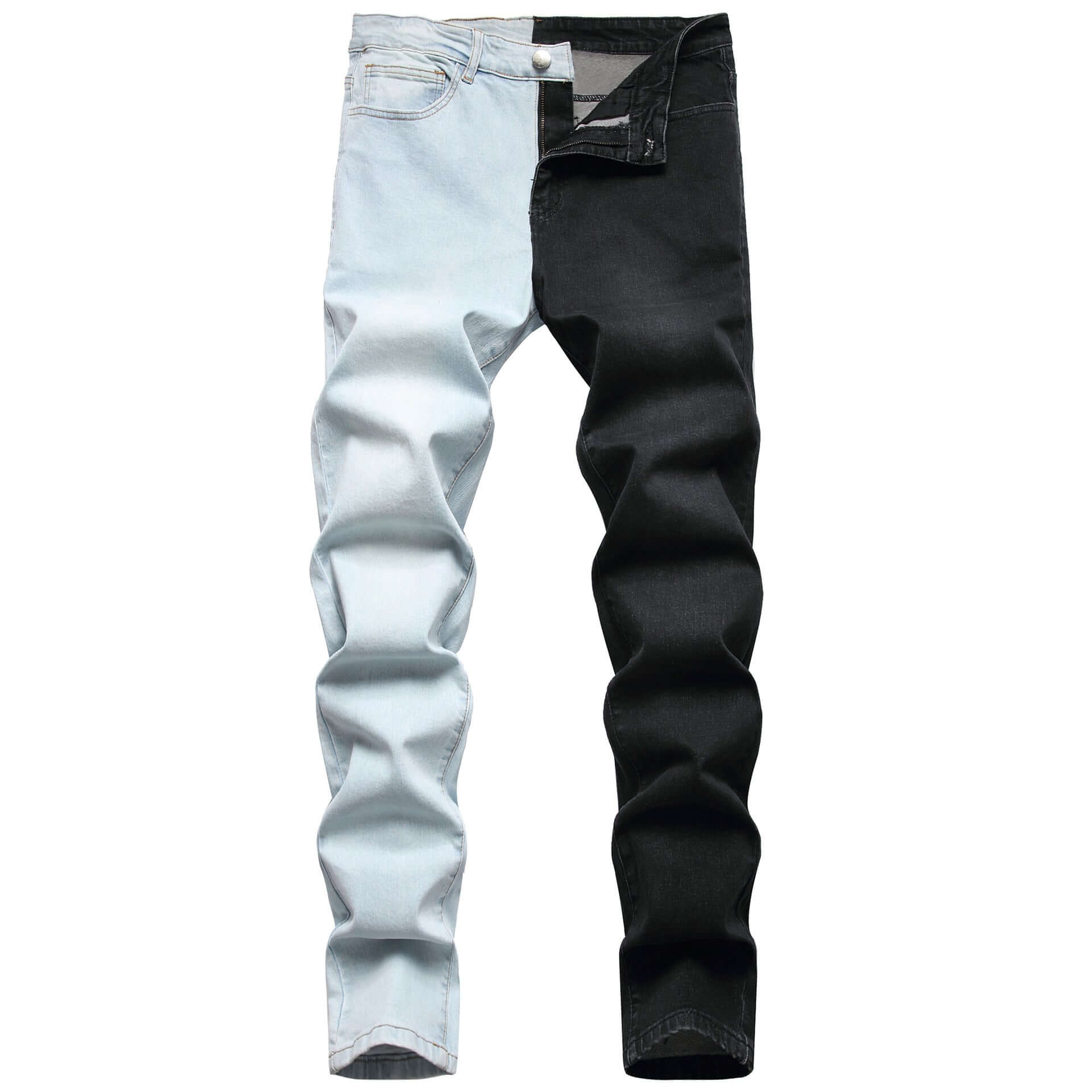 black and white two-tone men's jeans