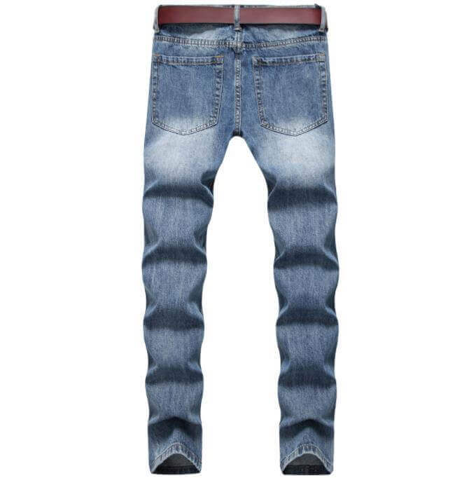 Men's Straight-Leg Distressed Denim Jeans – Nostalgic Wash