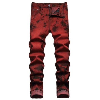 Men's Slim Fit Brick Red Denim Jeans