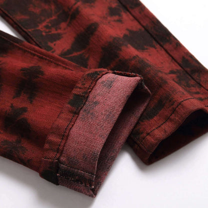 Men's Slim Fit Brick Red Denim Jeans
