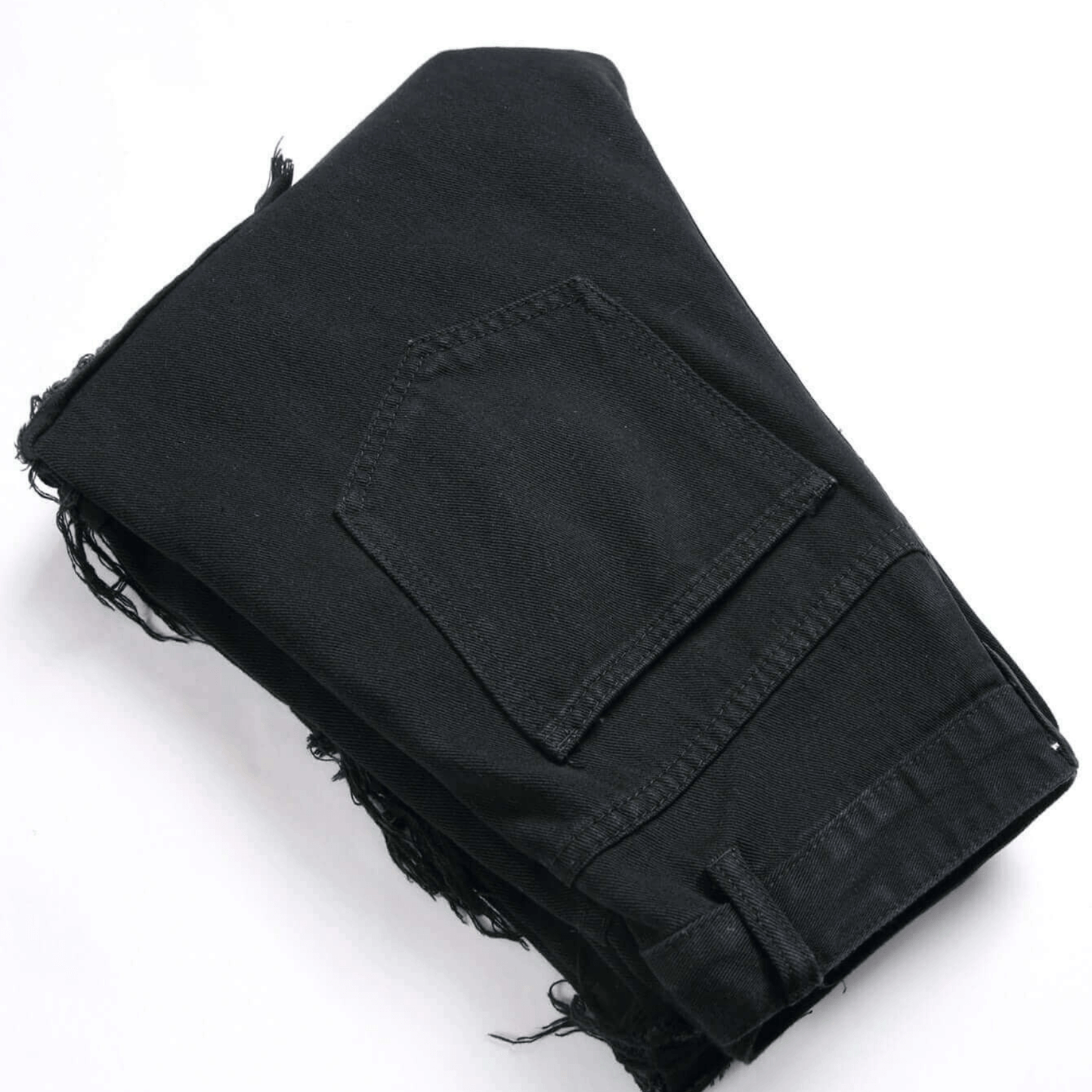 Men's Slim-Fit Distressed Denim Jeans – Black Fade