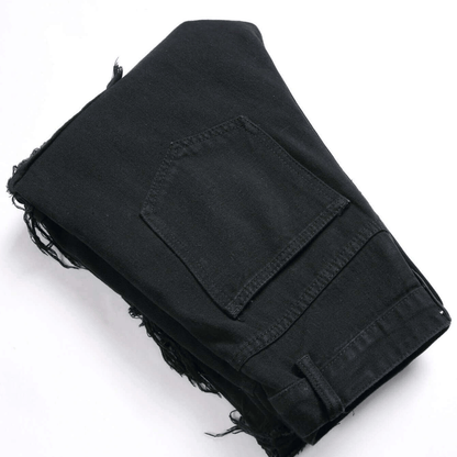 Men's Slim-Fit Distressed Denim Jeans – Black Fade