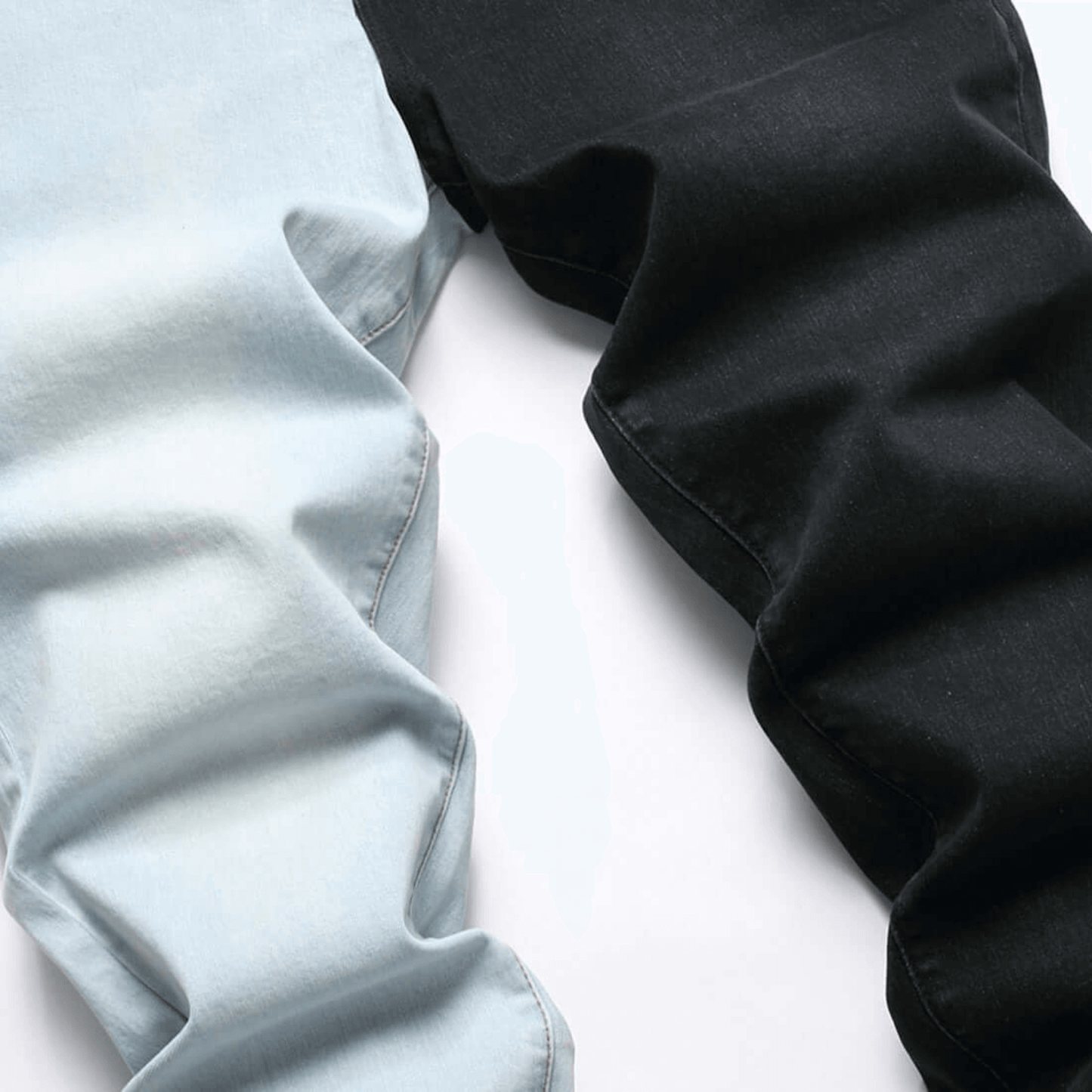 Men's slim-fit stretch denim jeans in dark wash, showcasing premium quality and relaxed fit for comfort.