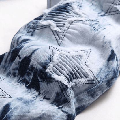 Men's Slim-fit Acid Wash White/Blue Jeans – Premium Quality Denim