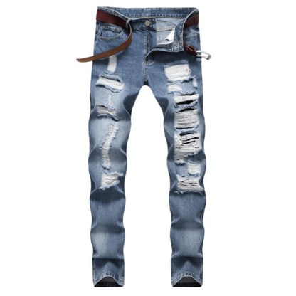 Men's Straight-Leg Distressed Denim Jeans – Nostalgic Wash