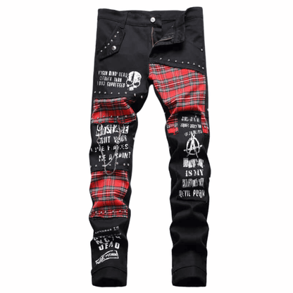 Men's Vintage Patchwork Denim Jeans – Multi-Color