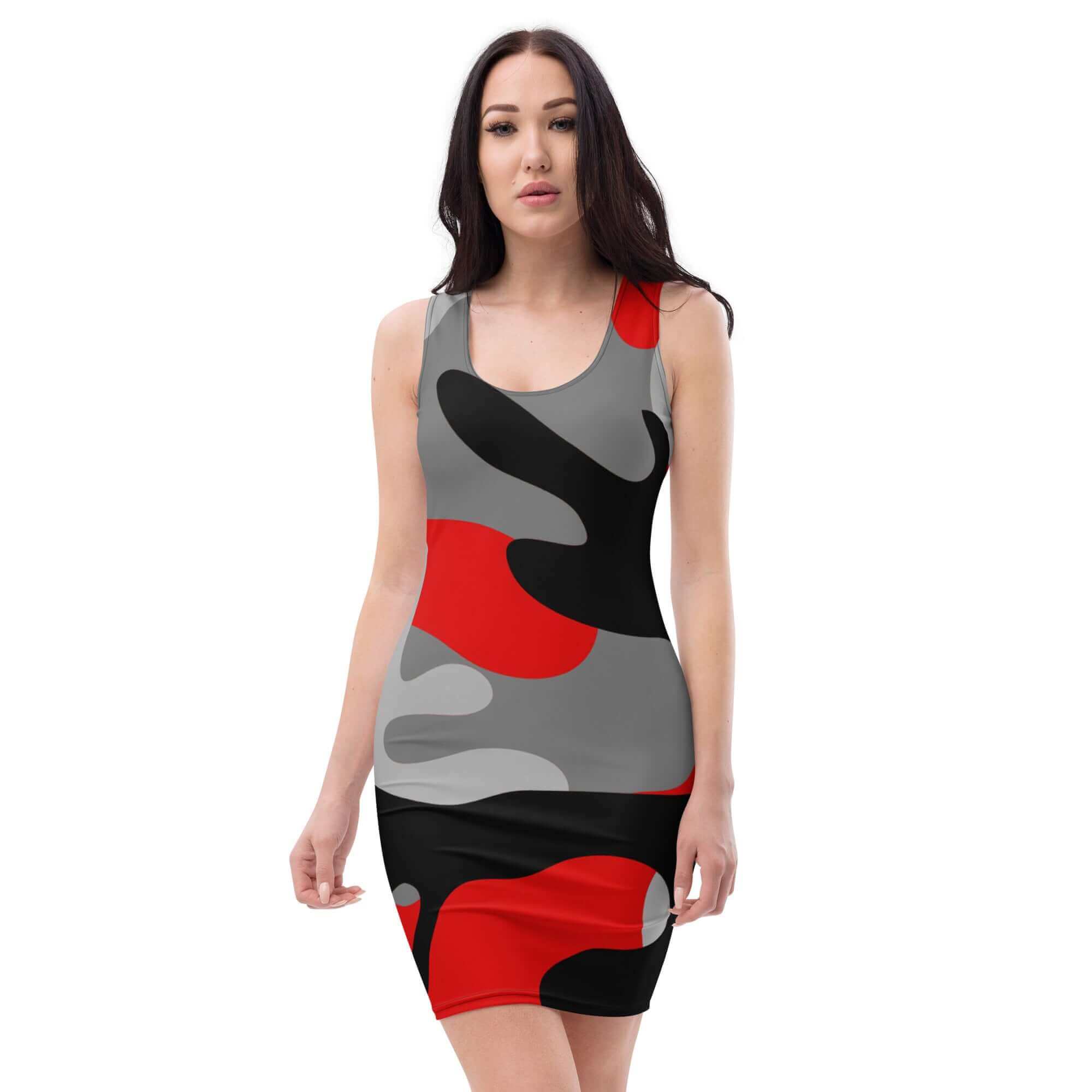 YB Goode Red Camo Bodycon Dress