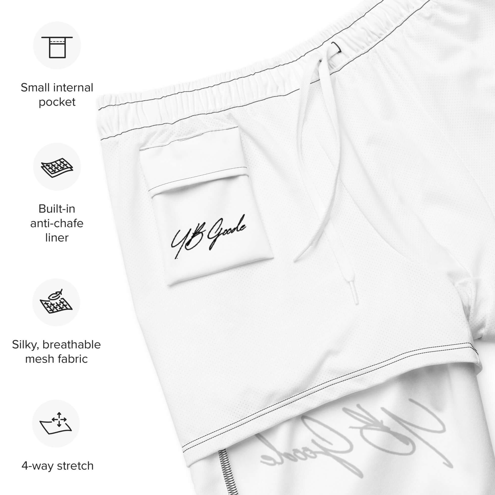 YBGoode Signature swim trunks (white)