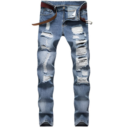 Men's Straight-Leg Distressed Denim Jeans – Nostalgic Wash
