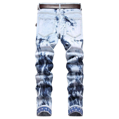 Men's Slim-fit Acid Wash White/Blue Jeans– Premium Quality Denim