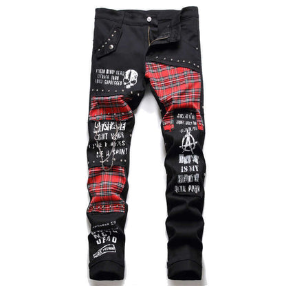 Men's Vintage Patchwork Denim Jeans – Multi-Color