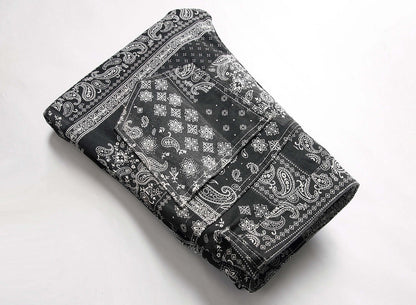black and white paisley print men's jeans (folded)