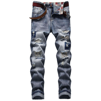 Men's Retro Slim-Fit Biker Jeans – Dark Blue