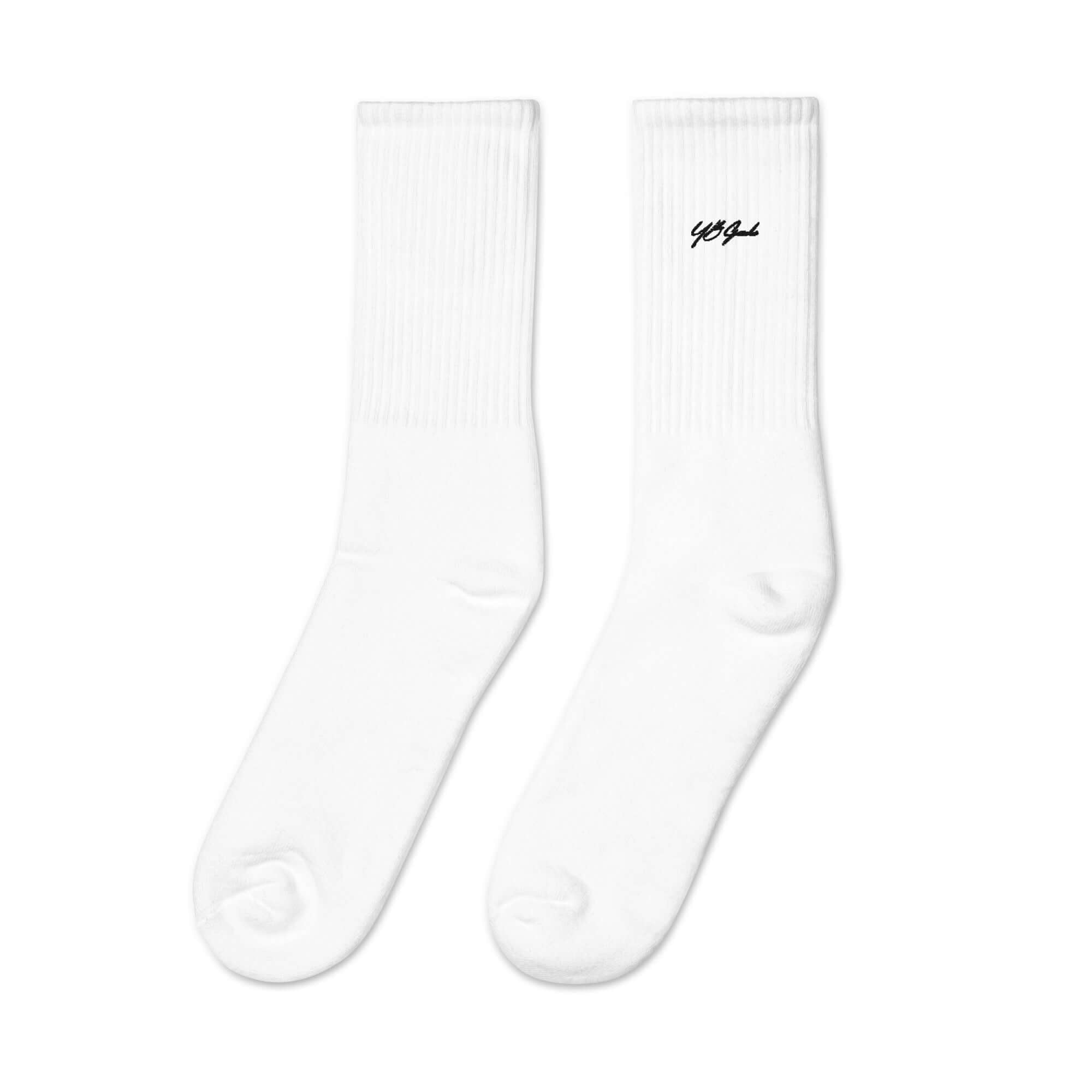 YB Goode Signature Embroidered Socks (White)