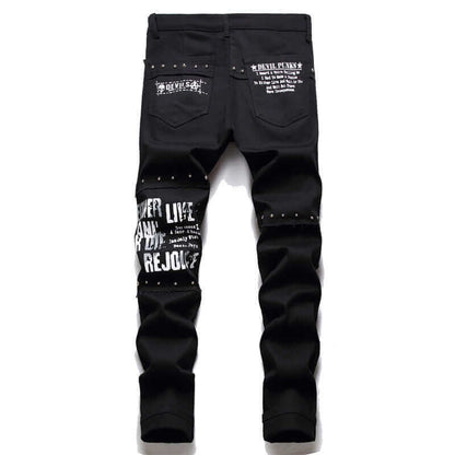 Men's Vintage Patchwork Denim Jeans – Multi-Color