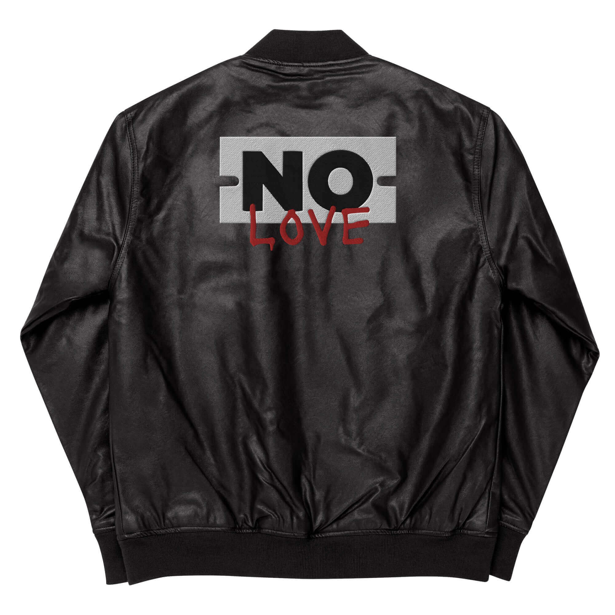 NO LOVE (embroidered) Leather(PU) Bomber Jacket