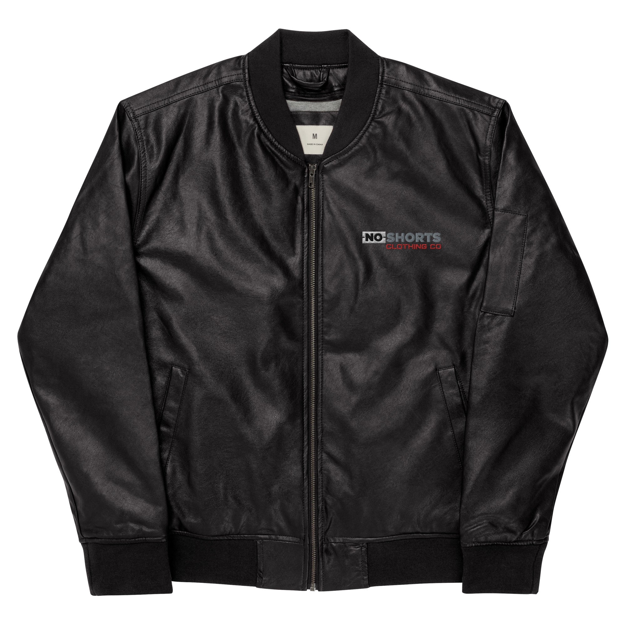 NO LOVE (embroidered) Leather(PU) Bomber Jacket